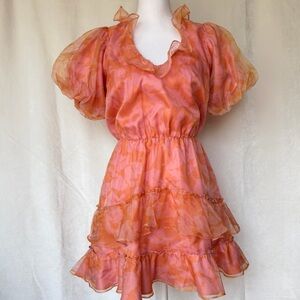 Show Me Your MuMu Jennie Ann Floral Coral Pink Dress Coquette Cottagecore Sz S